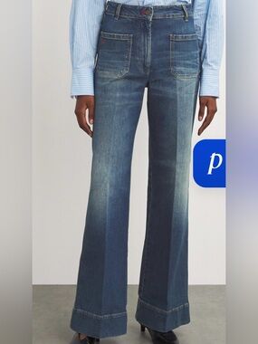 Victoria Beckham Alina Jean – Washed Blue | Size 24S, NEW, NO TAG, Tailored